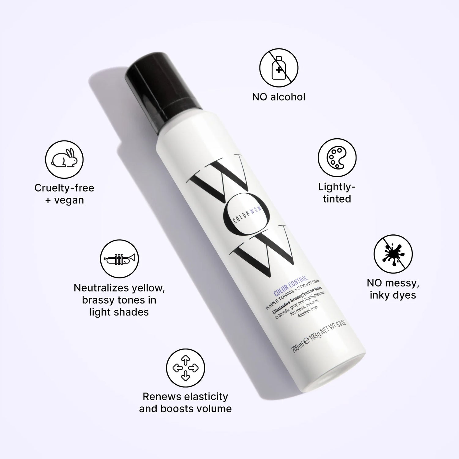 Color WOW Color Control Purple Toning And Styling Foam - 200ml
