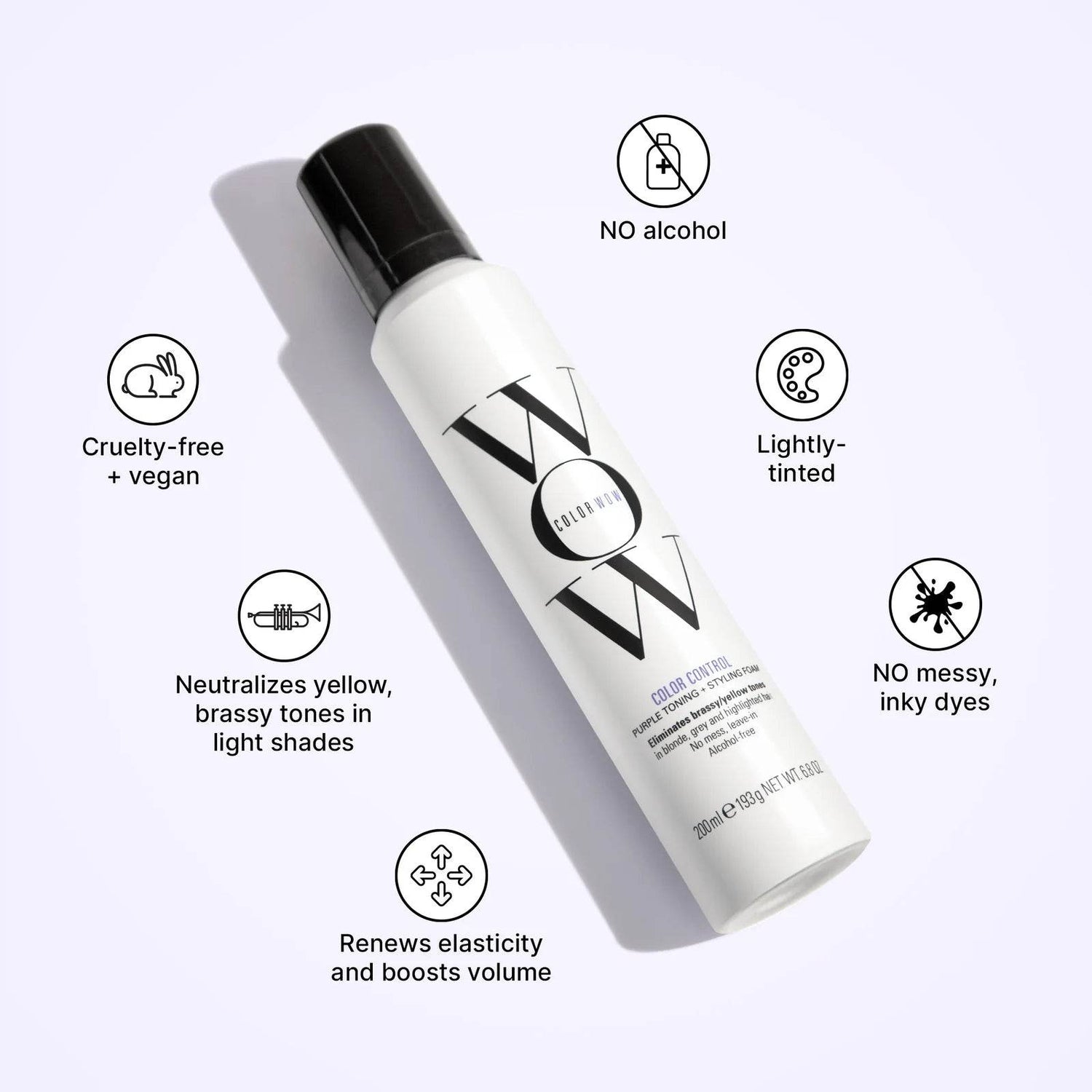 Color WOW Color Control Purple Toning And Styling Foam - 200ml