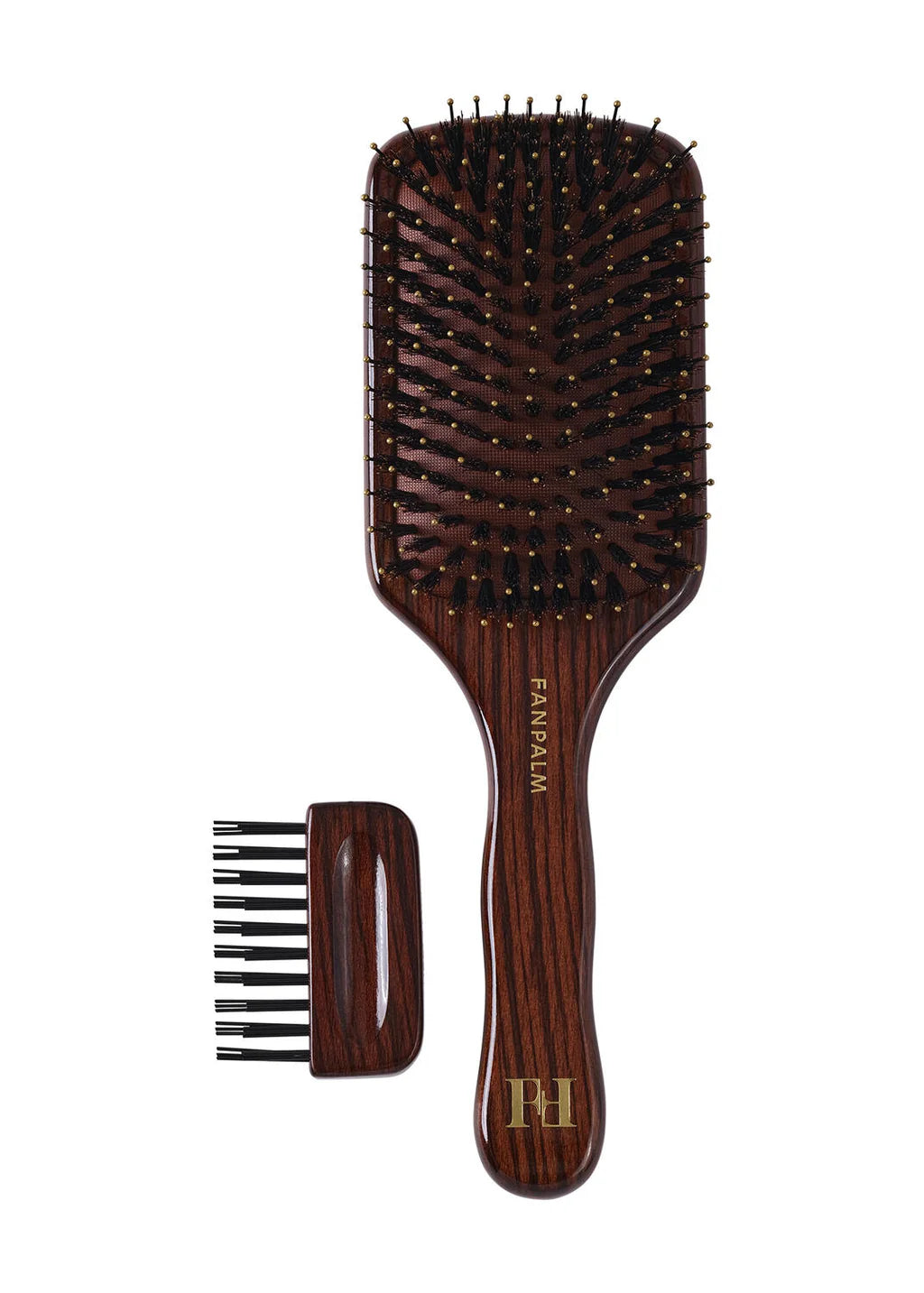 Fan Palm Pure Boar + Nylon Bristles Hårbørste - Glossy Brown Medium