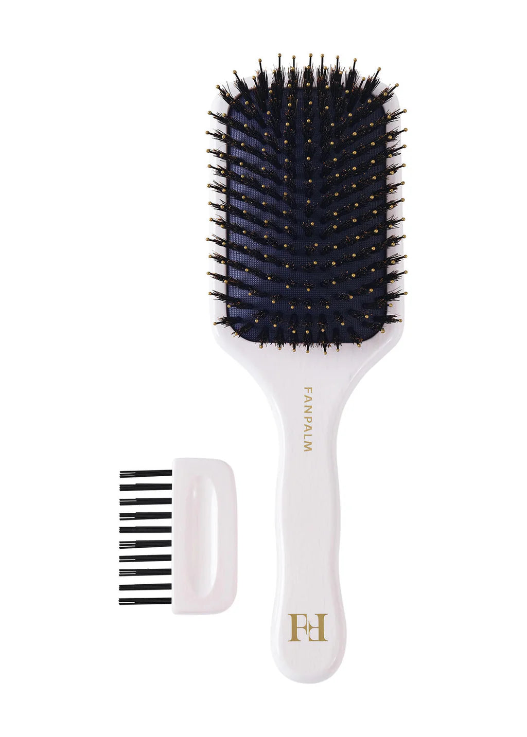 Fan Palm Pure Boar + Nylon Bristles Hårbørste - Glossy White Medium